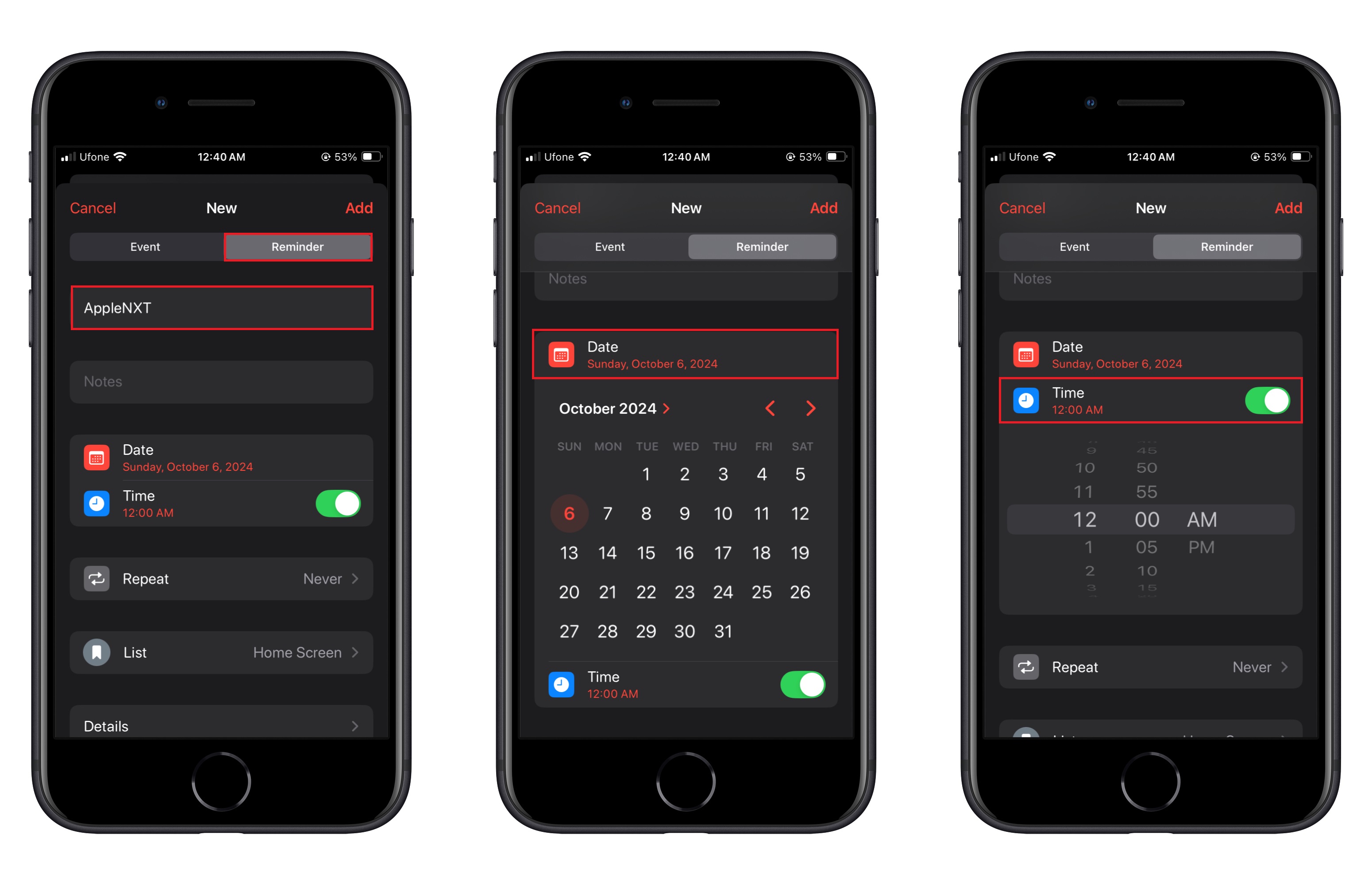 Reminders Calendar app iOS 18 1