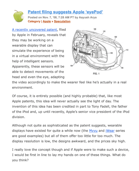 2008 Vision Pro patent