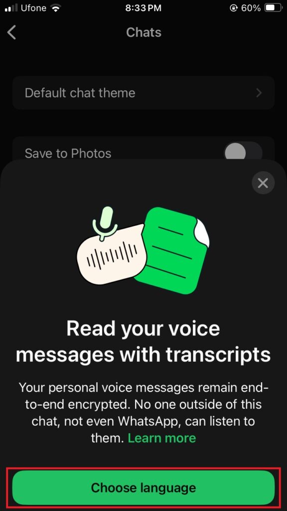 WhatsApp voice message transcription