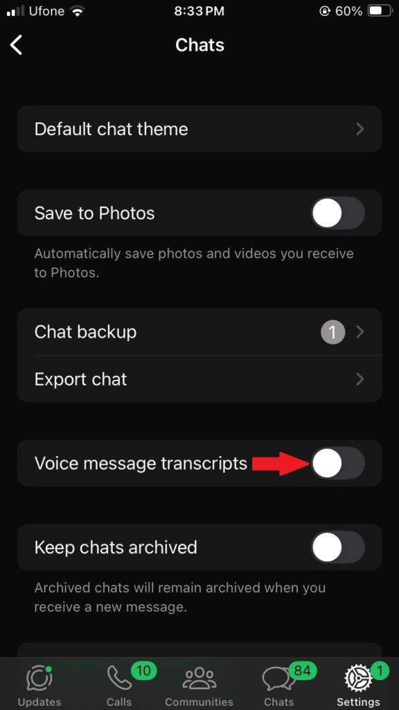 WhatsApp voice message transcription